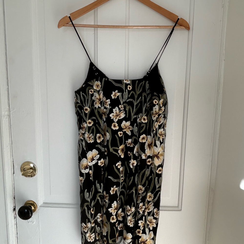 Free People x Little Moon Embroidered flower dress with mesh overlay